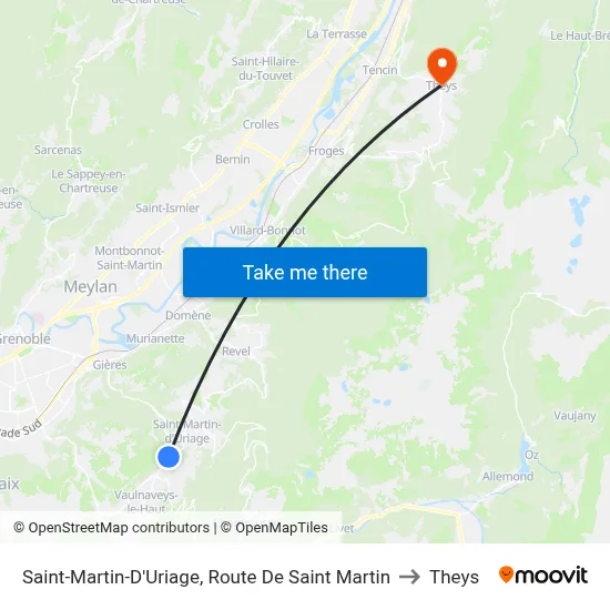 Saint-Martin-D'Uriage, Route De Saint Martin to Theys map
