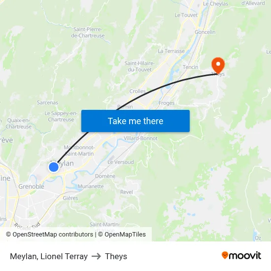 Meylan, Lionel Terray to Theys map