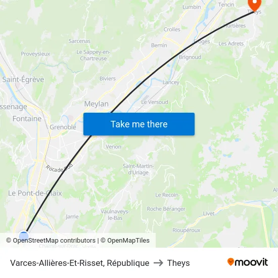 Varces-Allières-Et-Risset, République to Theys map