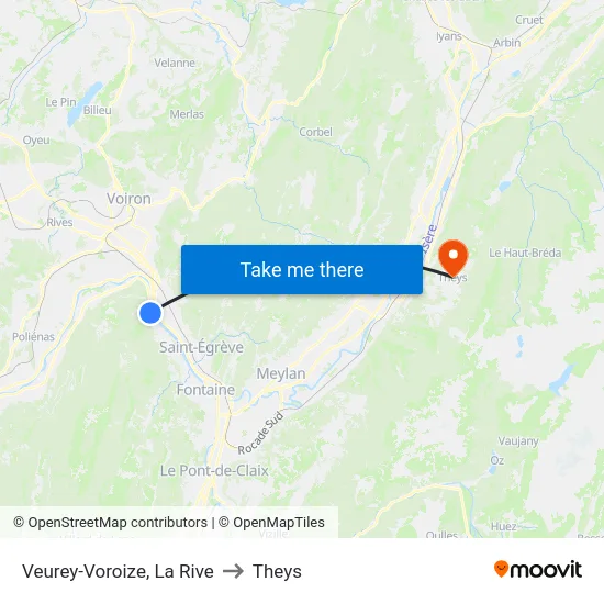 Veurey-Voroize, La Rive to Theys map