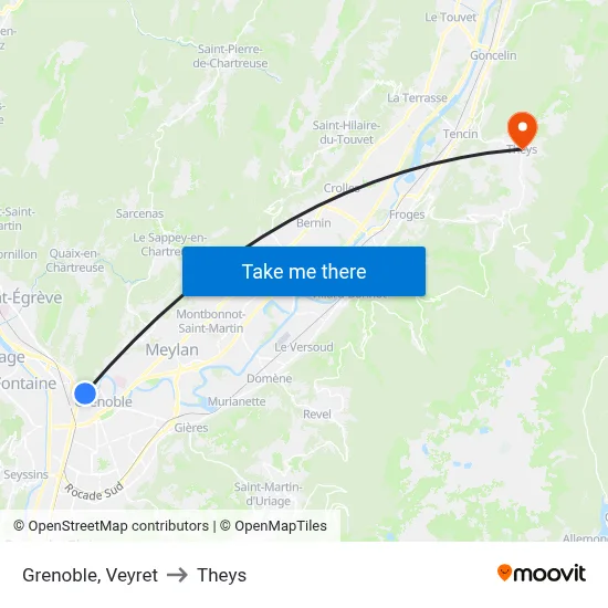 Grenoble, Veyret to Theys map