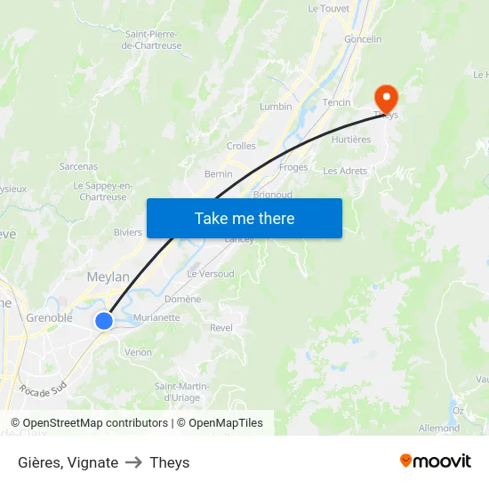 Gières, Vignate to Theys map