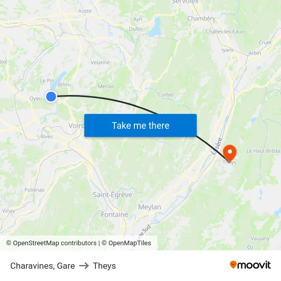 Charavines, Gare to Theys map