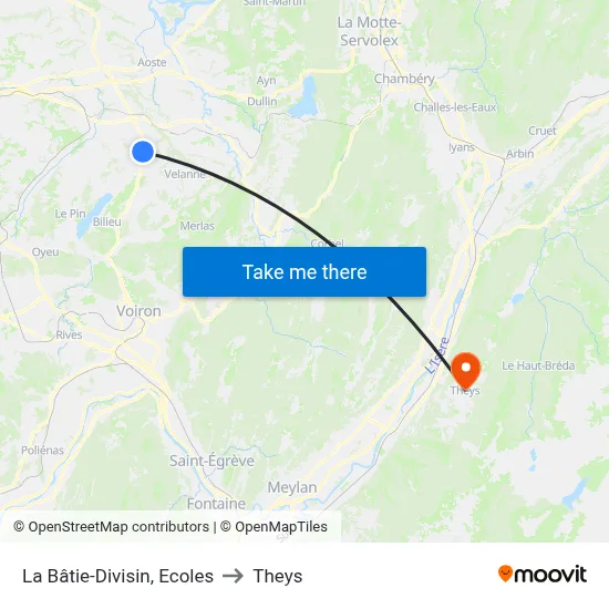 La Bâtie-Divisin, Ecoles to Theys map