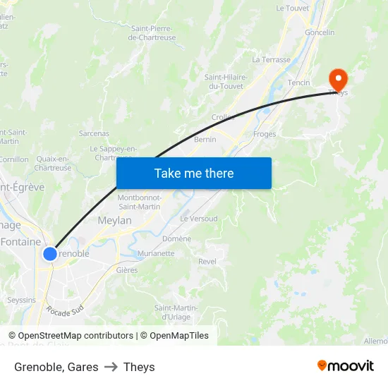 Grenoble, Gares to Theys map