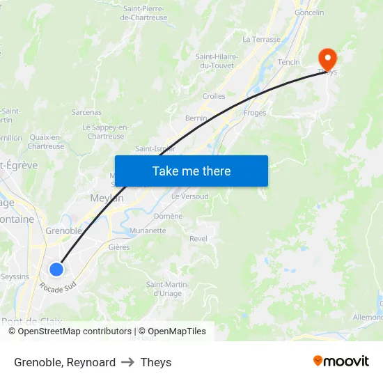 Grenoble, Reynoard to Theys map