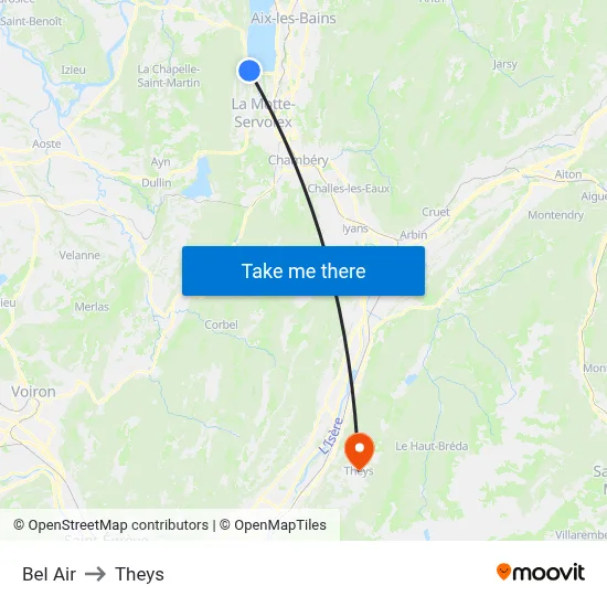 Bel Air to Theys map