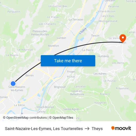 Saint-Nazaire-Les-Eymes, Les Tourterelles to Theys map