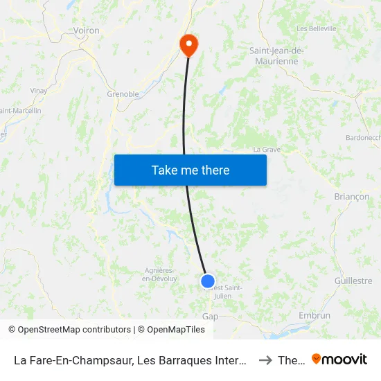La Fare-En-Champsaur, Les Barraques Intermarche to Theys map