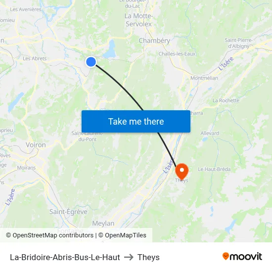 La-Bridoire-Abris-Bus-Le-Haut to Theys map
