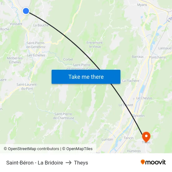 Saint-Béron - La Bridoire to Theys map