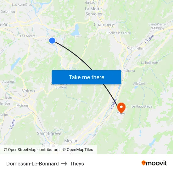 Domessin-Le-Bonnard to Theys map