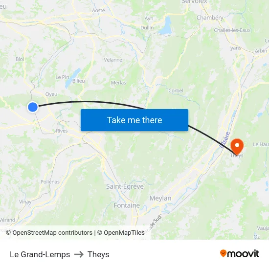 Le Grand-Lemps to Theys map