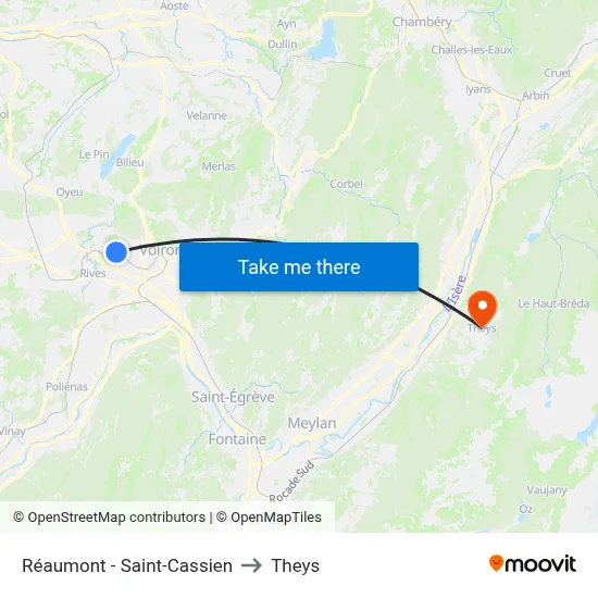 Réaumont - Saint-Cassien to Theys map