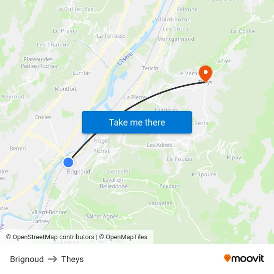 Brignoud to Theys map