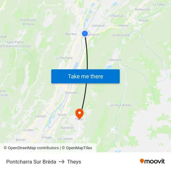 Pontcharra Sur Bréda to Theys map