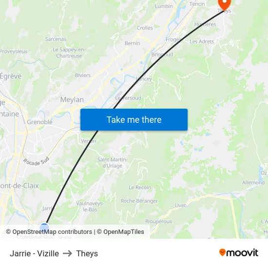 Jarrie - Vizille to Theys map