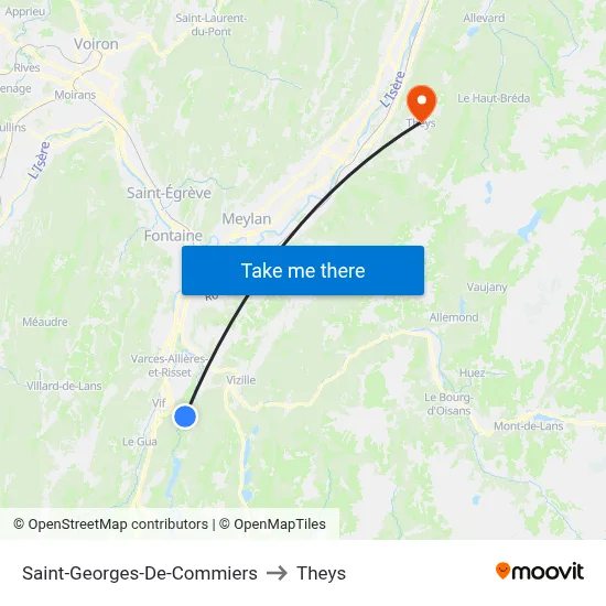 Saint-Georges-De-Commiers to Theys map