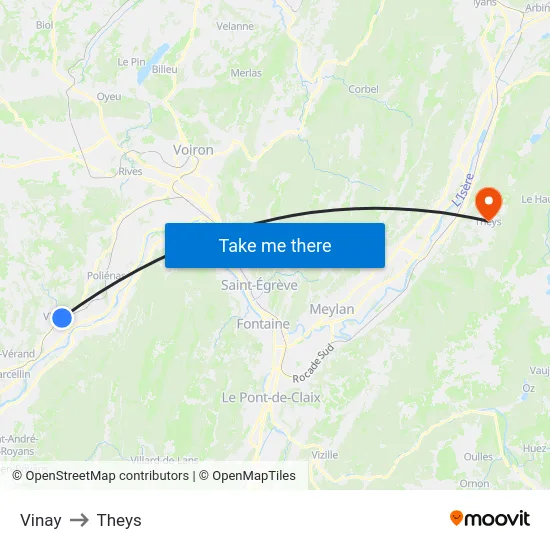 Vinay to Theys map
