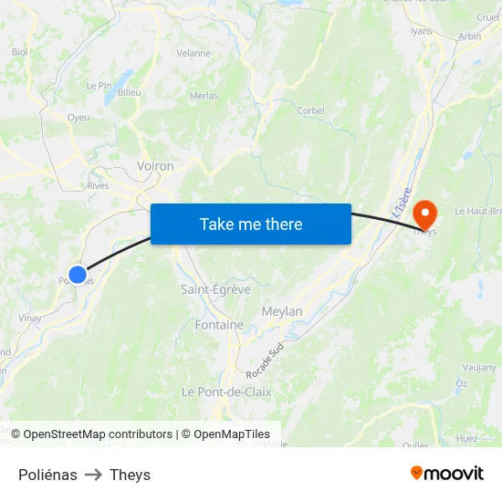 Poliénas to Theys map