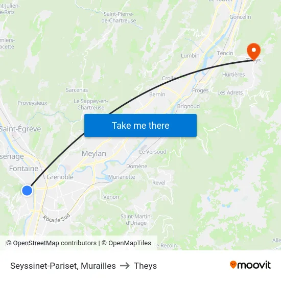 Seyssinet-Pariset, Murailles to Theys map