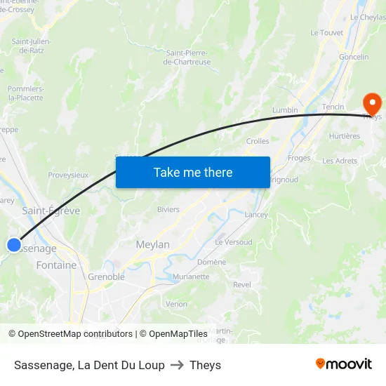Sassenage, La Dent Du Loup to Theys map