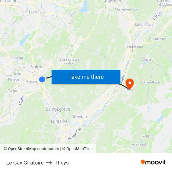 Le Gay Giratoire to Theys map