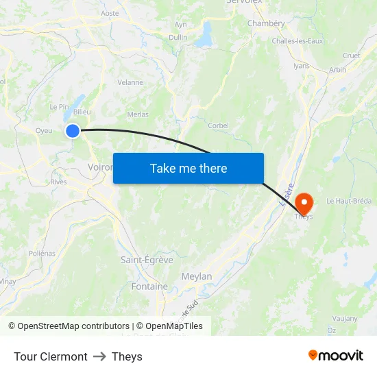 Tour Clermont to Theys map