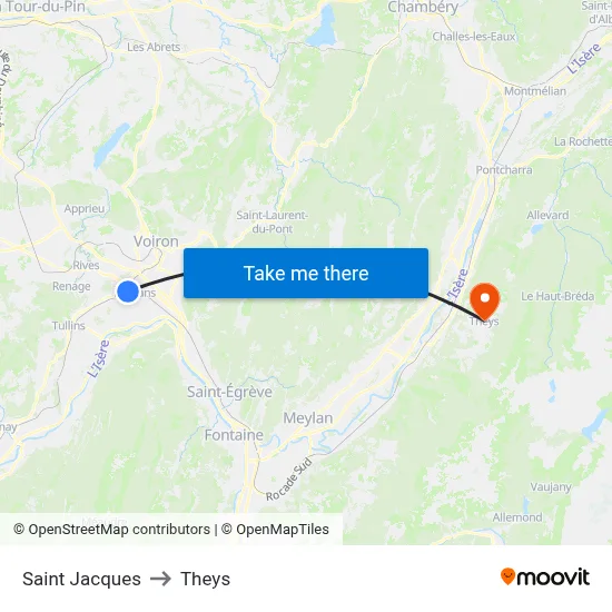 Saint Jacques to Theys map