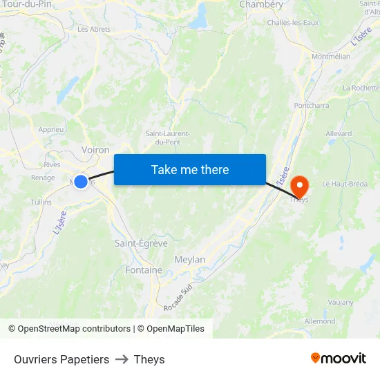 Ouvriers Papetiers to Theys map