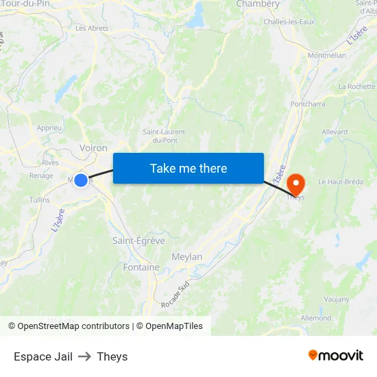 Espace Jail to Theys map