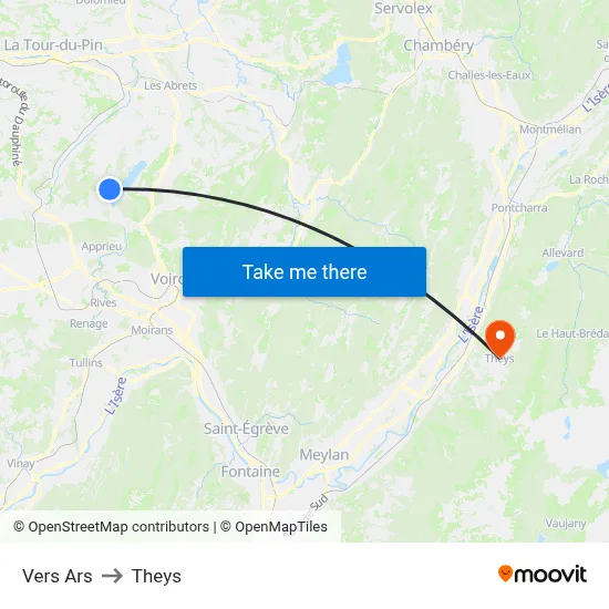 Vers Ars to Theys map