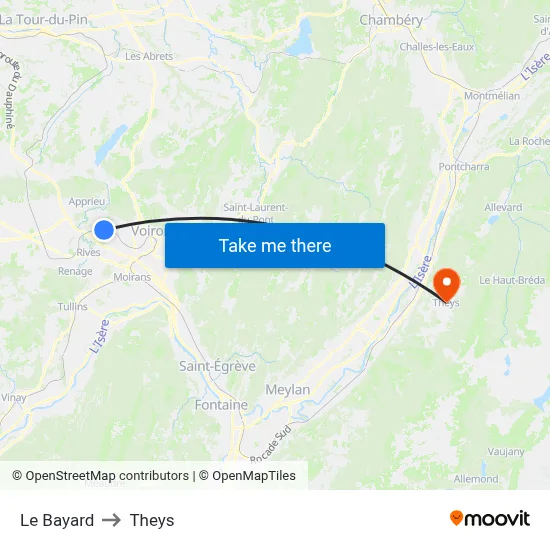 Le Bayard to Theys map