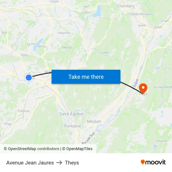 Avenue Jean Jaures to Theys map