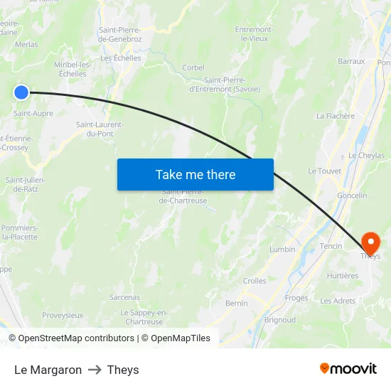 Le Margaron to Theys map