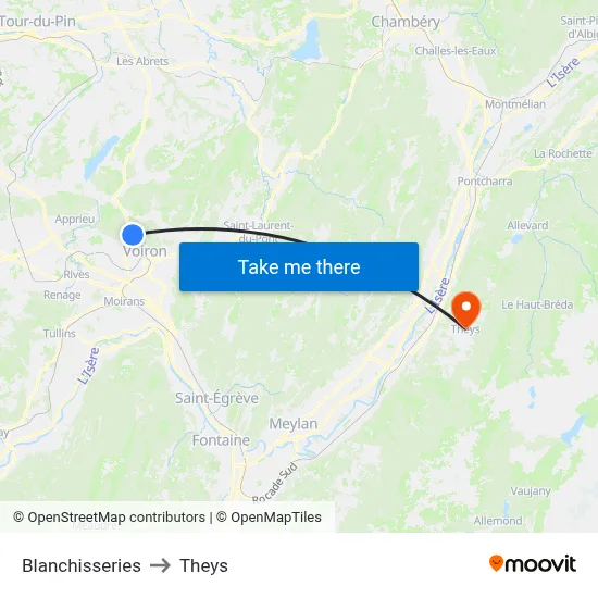 Blanchisseries to Theys map