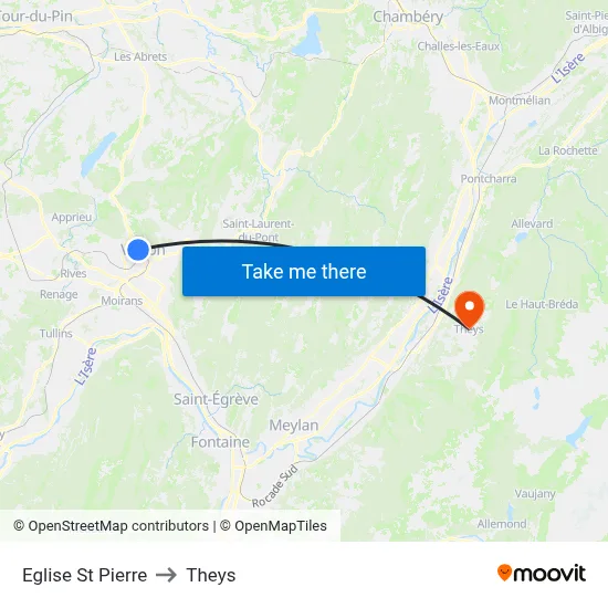 Eglise St Pierre to Theys map