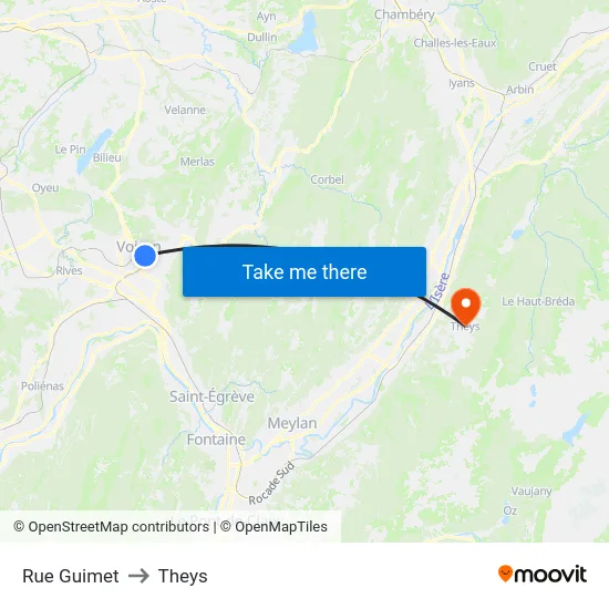 Rue Guimet to Theys map