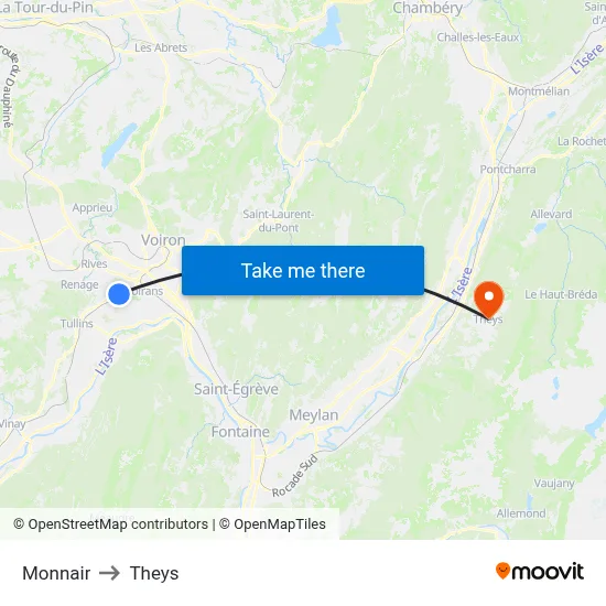 Monnair to Theys map