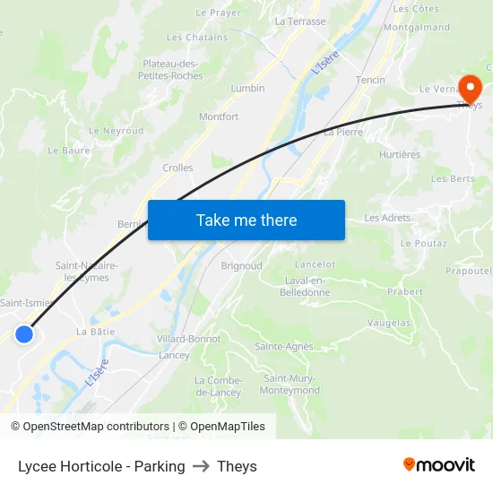 Lycee Horticole - Parking to Theys map
