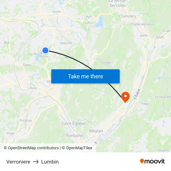 Verroniere to Lumbin map