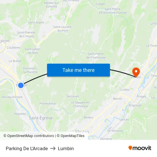 Parking De L'Arcade to Lumbin map