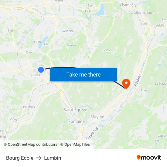 Bourg Ecole to Lumbin map