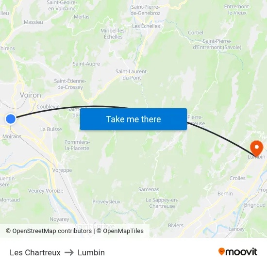 Les Chartreux to Lumbin map