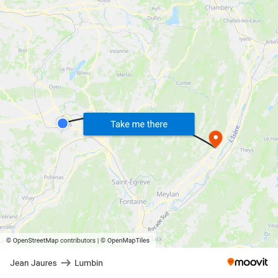 Jean Jaures to Lumbin map