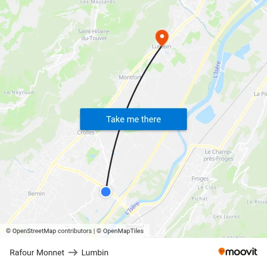 Rafour Monnet to Lumbin map
