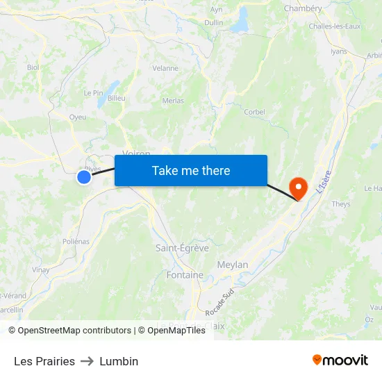 Les Prairies to Lumbin map