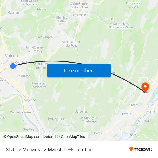 St J.De Moirans La Manche to Lumbin map