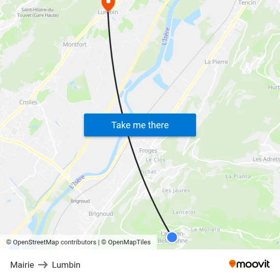 Mairie to Lumbin map