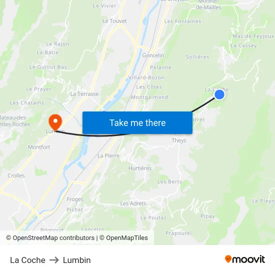 La Coche to Lumbin map